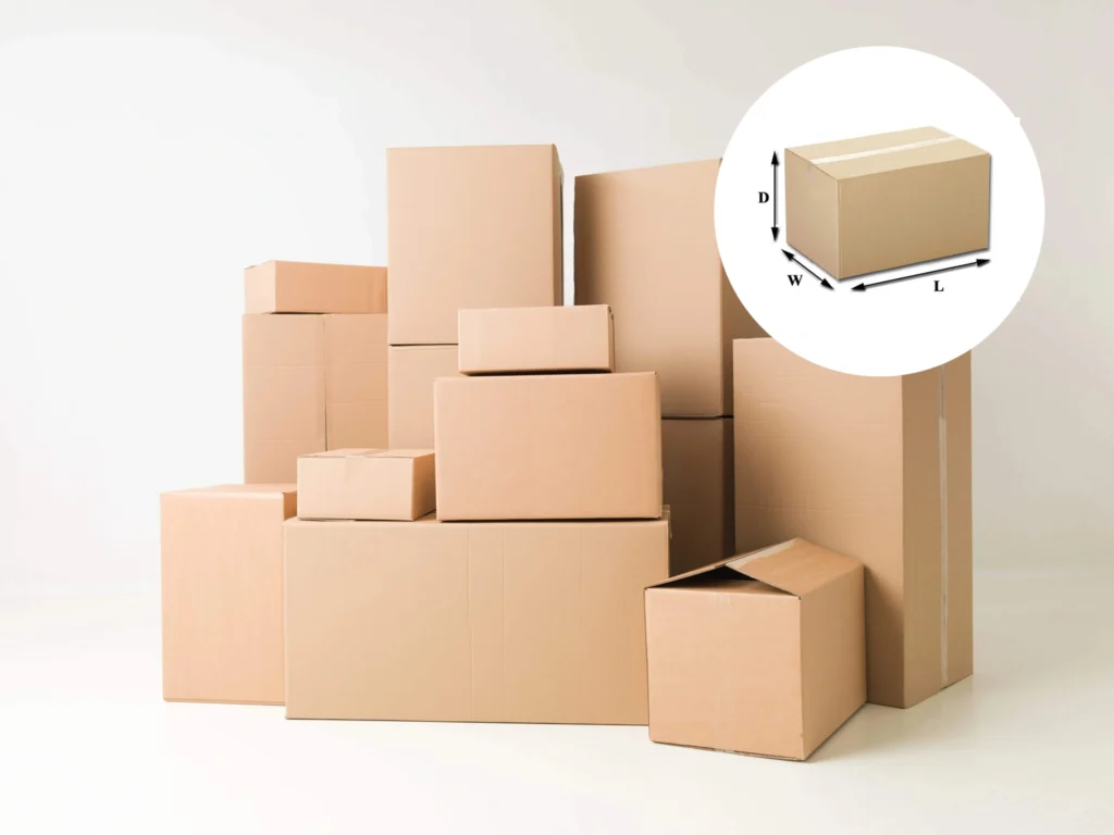 Different size cardboard cartons