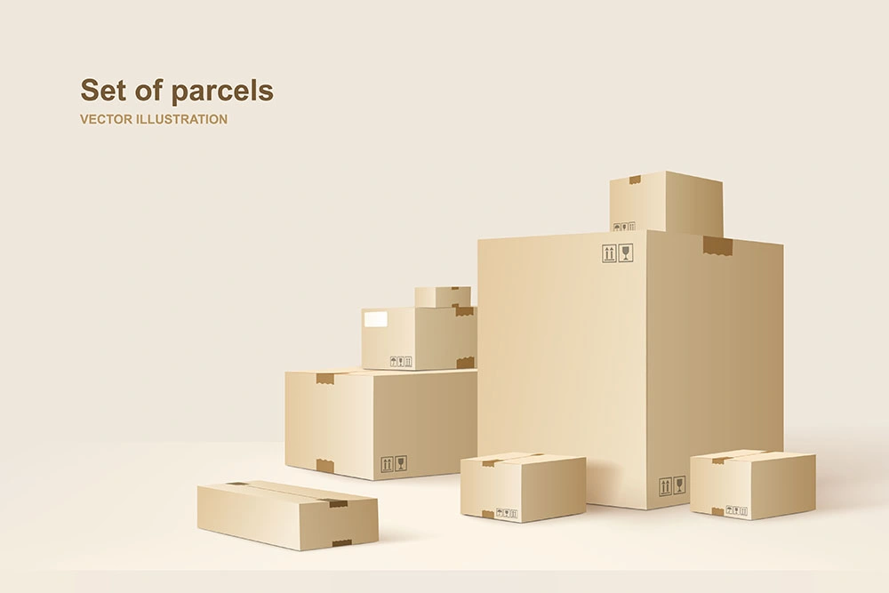 set of shipping parcels