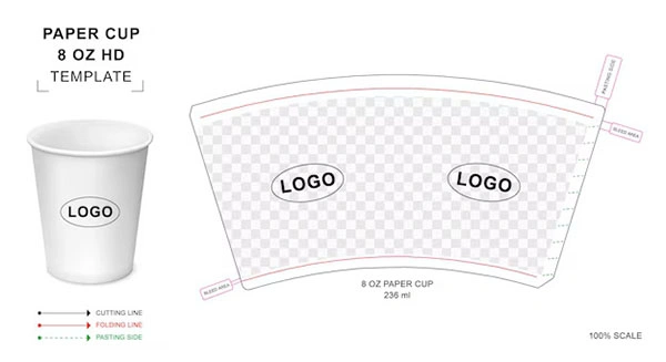 8oz paper cup dimensions